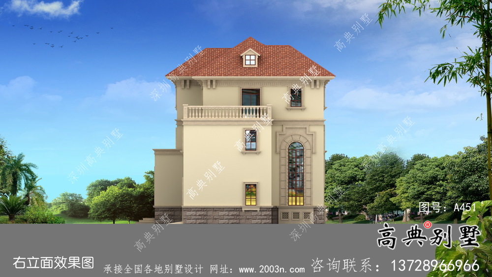 農村高檔三層歐式別墅設計施工效果全套圖紙