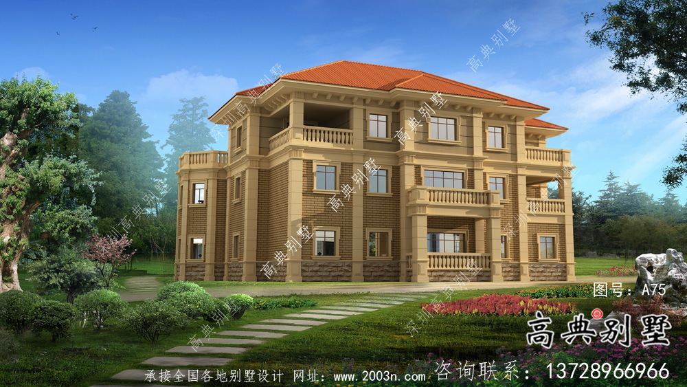 農村舒適歐式風格三層別墅設計圖