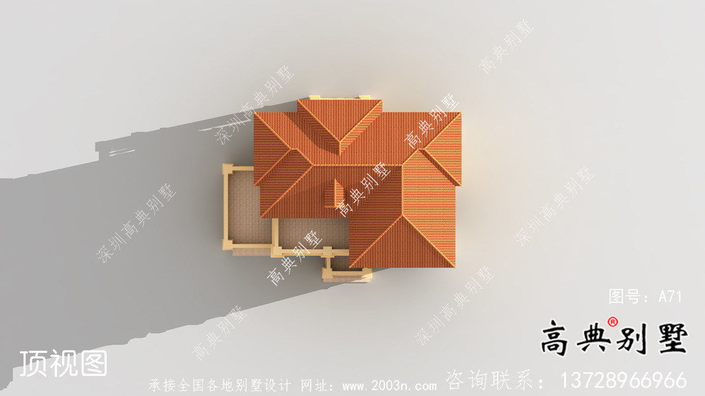 獨幢古典風格經濟三層別墅建筑設計圖紙+設計效果圖