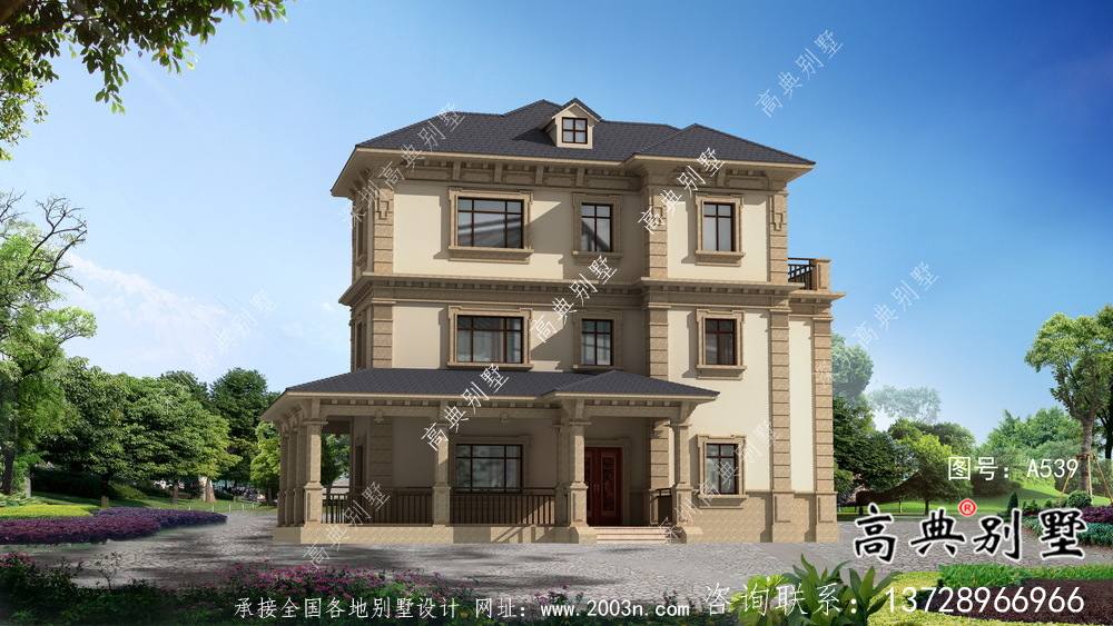 新農村歐式三層別墅自建別墅設計效果圖紙全套