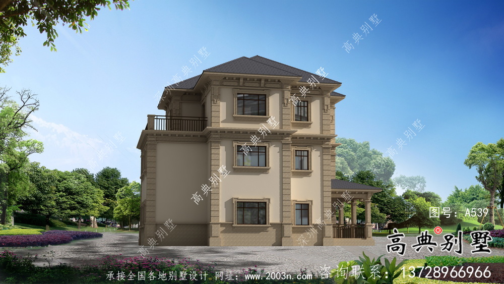 新農村歐式三層別墅自建別墅設計效果圖紙全套