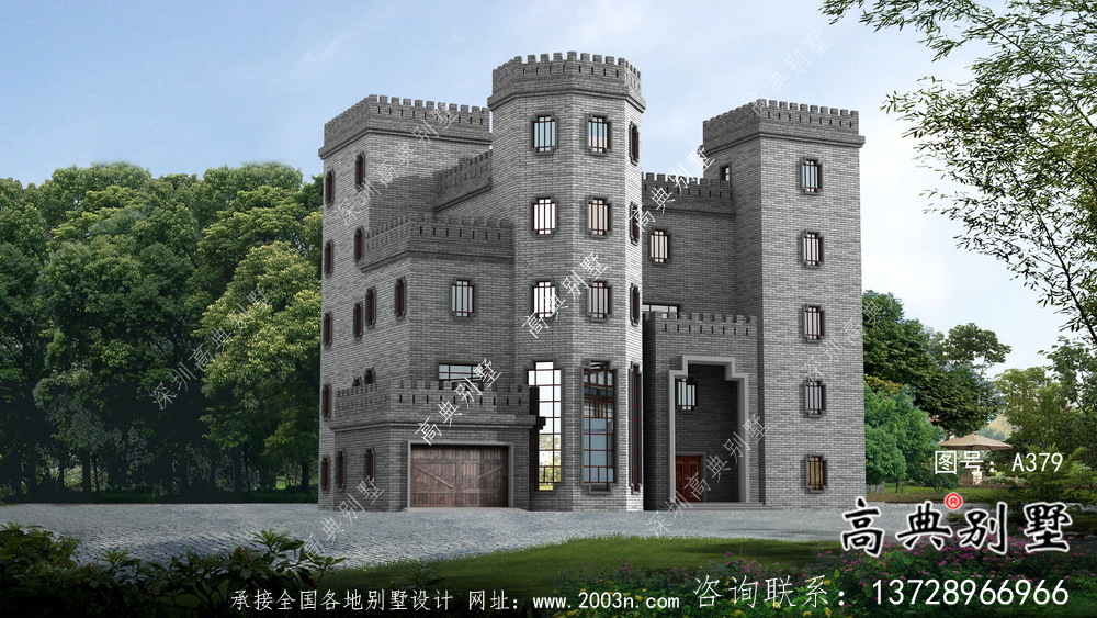 平屋頂中式城堡別墅，五層私人別墅設計圖