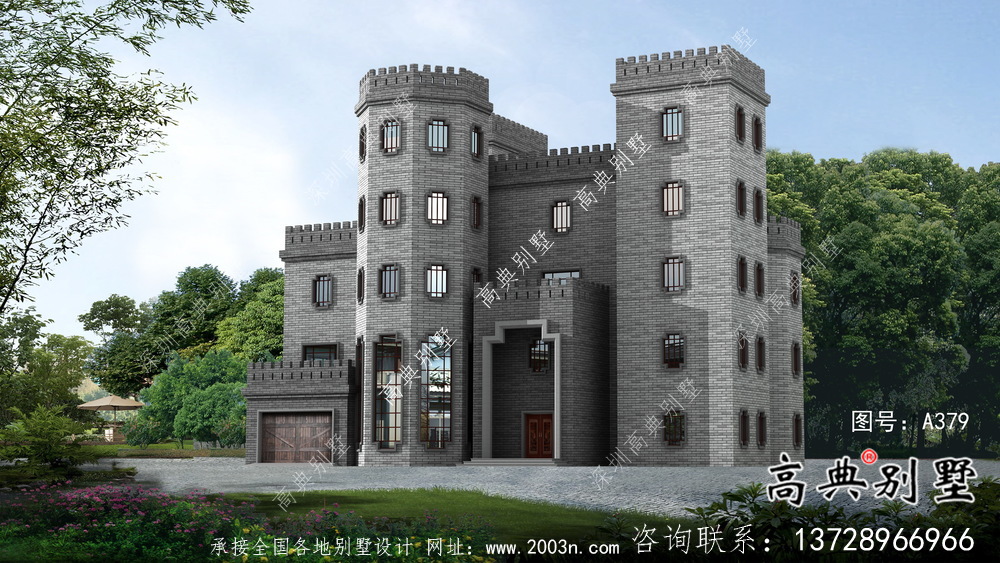 平屋頂中式城堡別墅，五層私人別墅設計圖