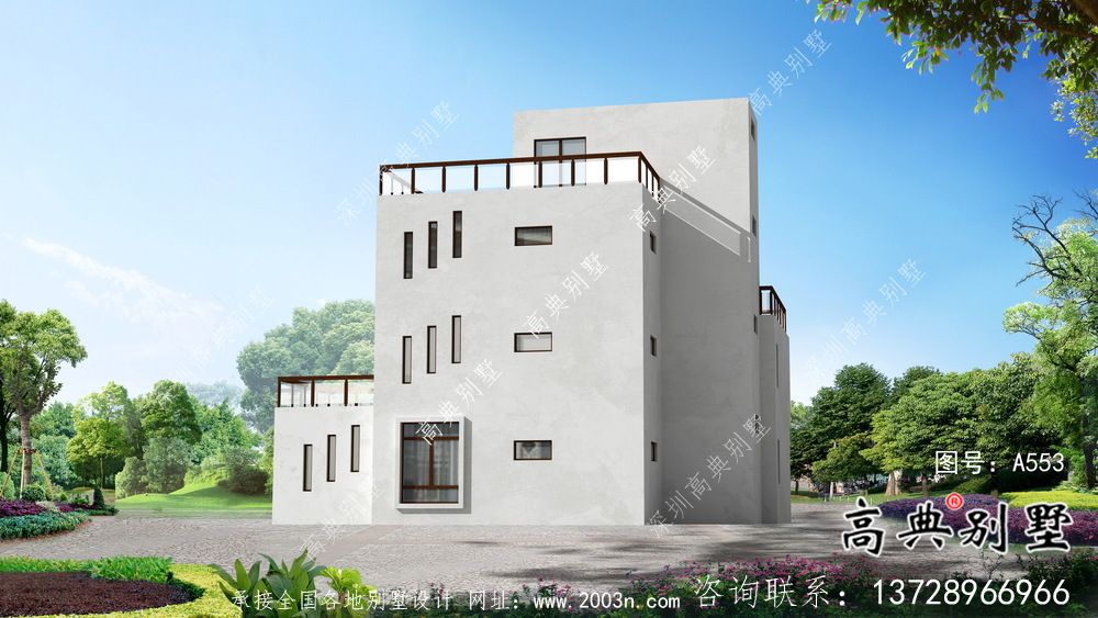 現代簡約風四層別墅設計圖紙及平面設計圖