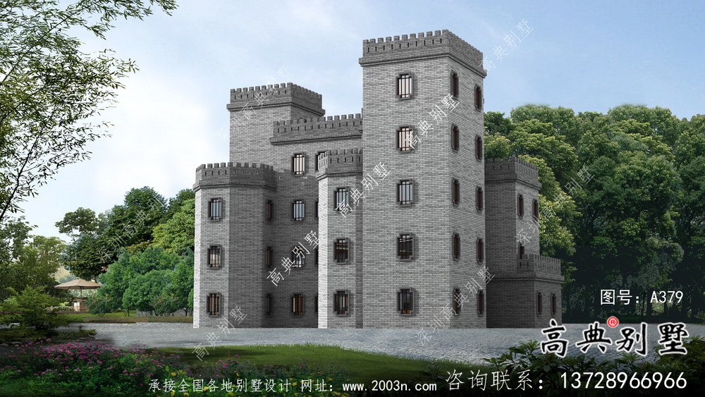 平屋頂中式城堡別墅，五層私人別墅設計圖
