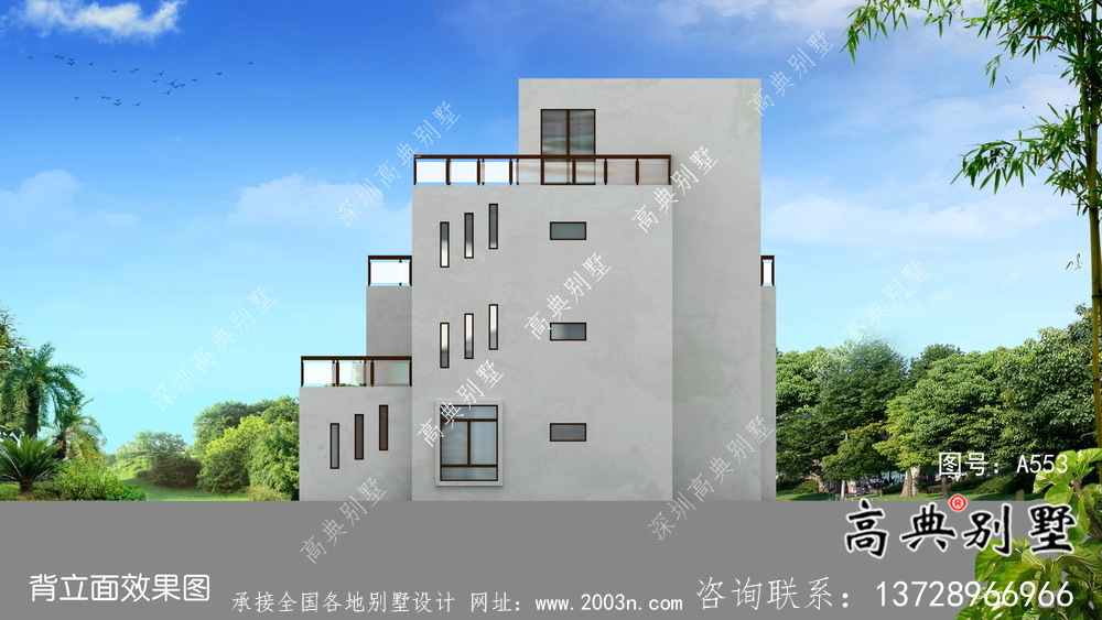 現代簡約風四層別墅設計圖紙及平面設計圖
