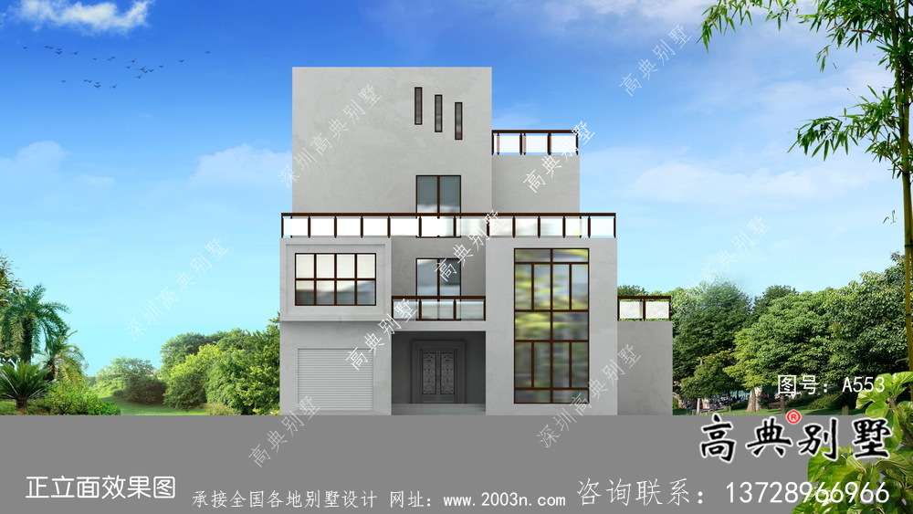 現代簡約風四層別墅設計圖紙及平面設計圖