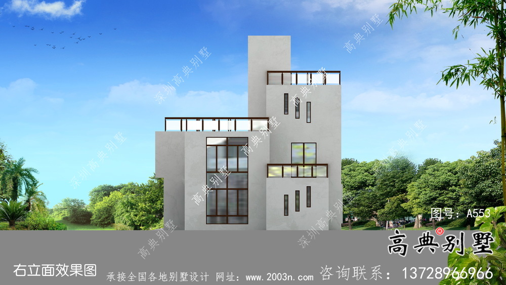 現代簡約風四層別墅設計圖紙及平面設計圖