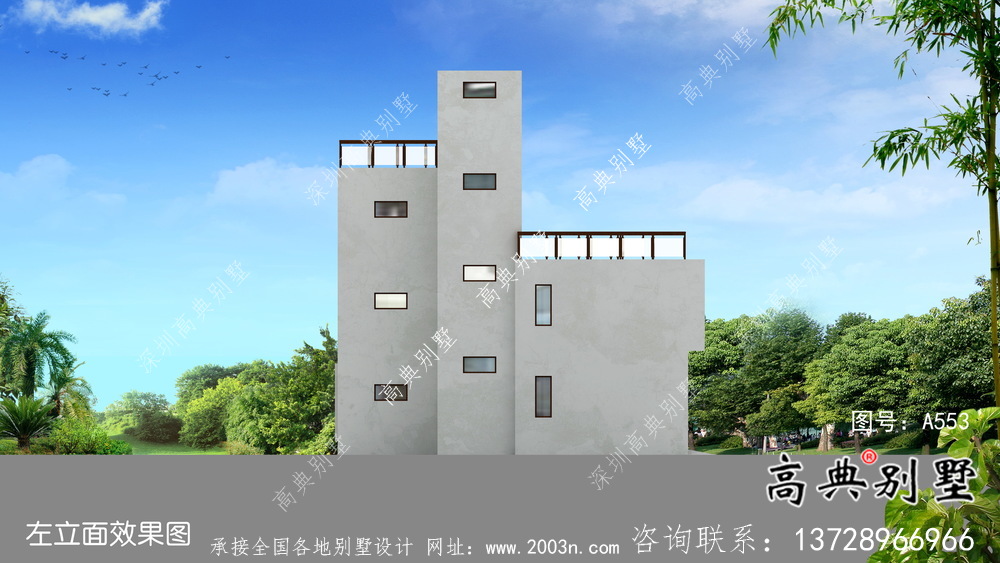 現代簡約風四層別墅設計圖紙及平面設計圖
