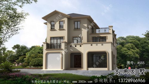 農村別致三層歐式別墅自建施工效果圖紙全套