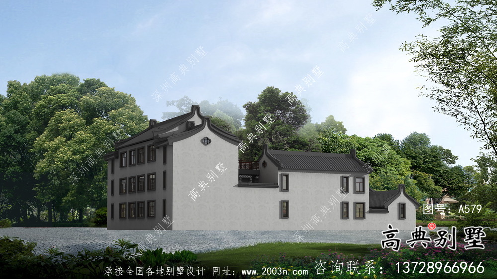 莊嚴大氣三層中式四合院別墅設計圖紙