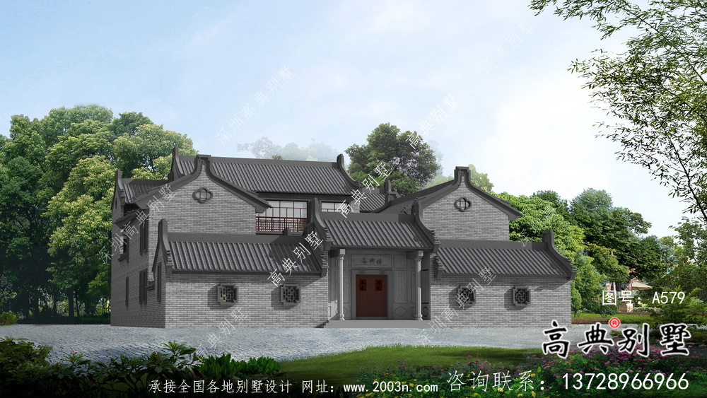 莊嚴大氣三層中式四合院別墅設計圖紙
