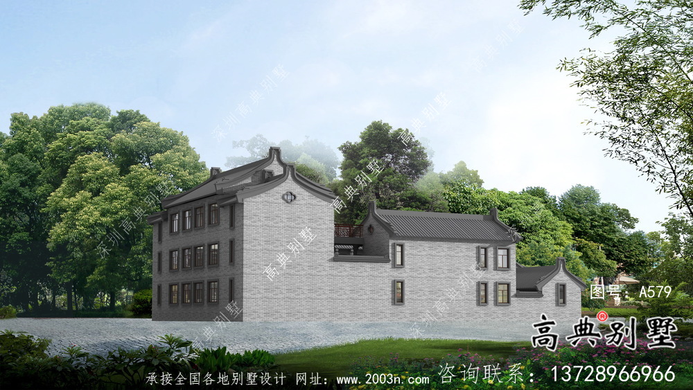 莊嚴大氣三層中式四合院別墅設計圖紙