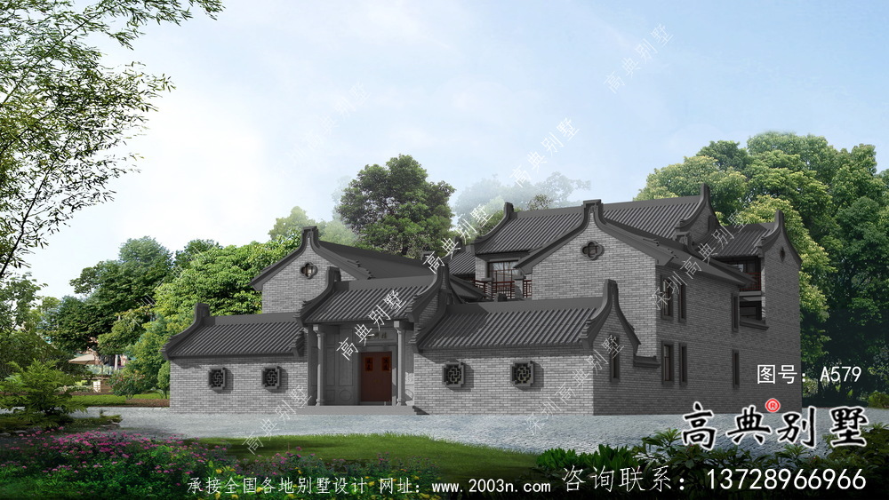 莊嚴大氣三層中式四合院別墅設計圖紙