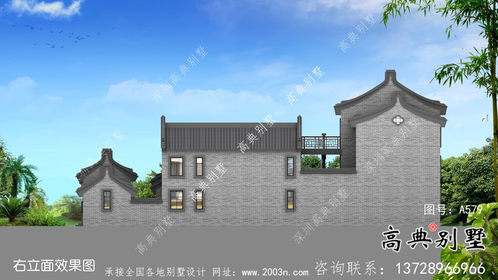 莊嚴大氣三層中式四合院別墅設計圖紙