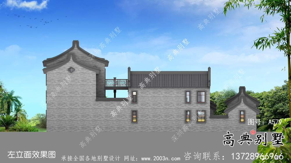 莊嚴大氣三層中式四合院別墅設計圖紙