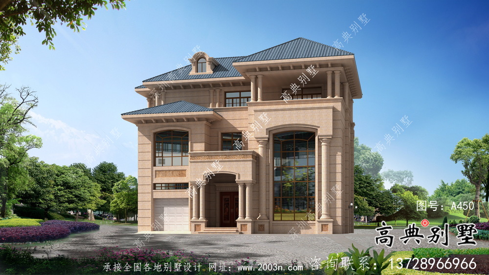 三層清爽帶陽(yáng)臺(tái)復(fù)式別墅房型效果圖