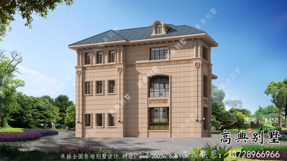三層清爽帶陽(yáng)臺(tái)復(fù)式別墅房型效果圖