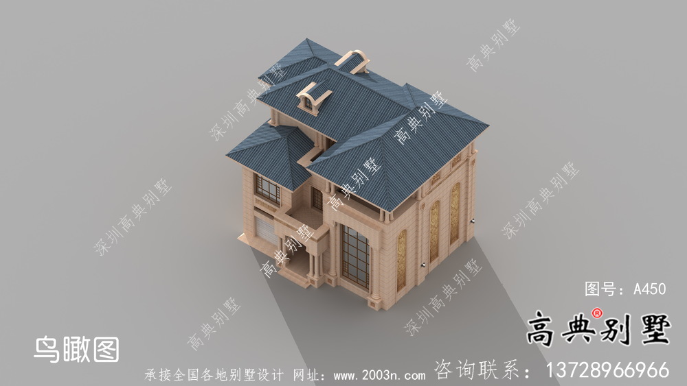 三層清爽帶陽(yáng)臺(tái)復(fù)式別墅房型效果圖