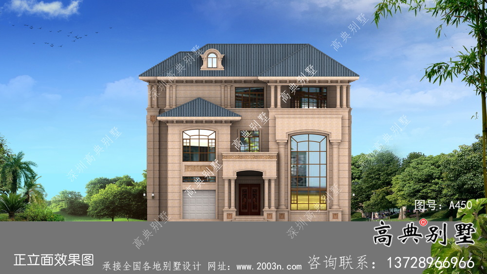 三層清爽帶陽(yáng)臺(tái)復(fù)式別墅房型效果圖