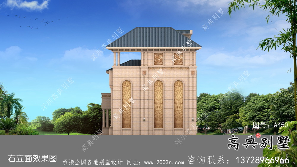 三層清爽帶陽(yáng)臺(tái)復(fù)式別墅房型效果圖