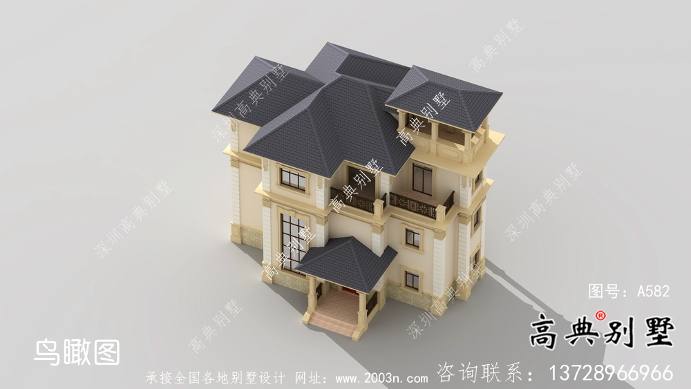 浪漫法式復式三層歐式別墅平面設計圖及效果圖