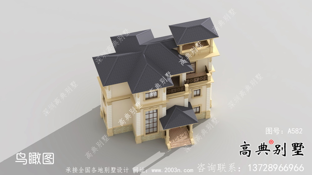 浪漫法式復式三層歐式別墅平面設計圖及效果圖