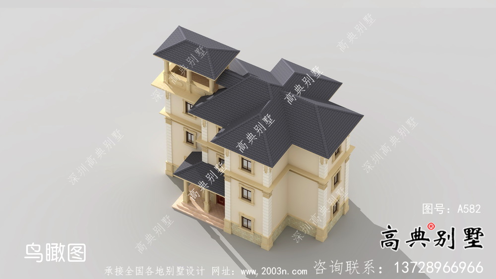 浪漫法式復式三層歐式別墅平面設計圖及效果圖
