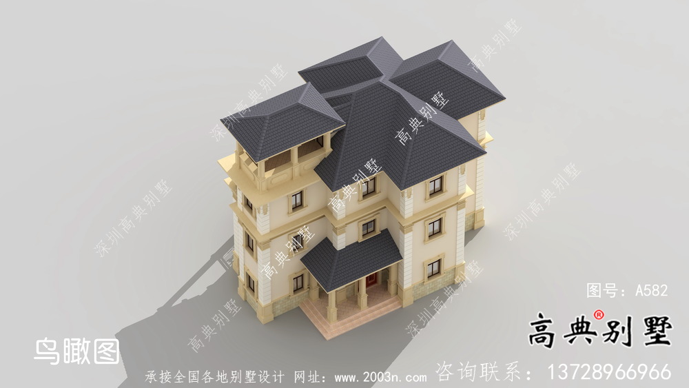 浪漫法式復式三層歐式別墅平面設計圖及效果圖