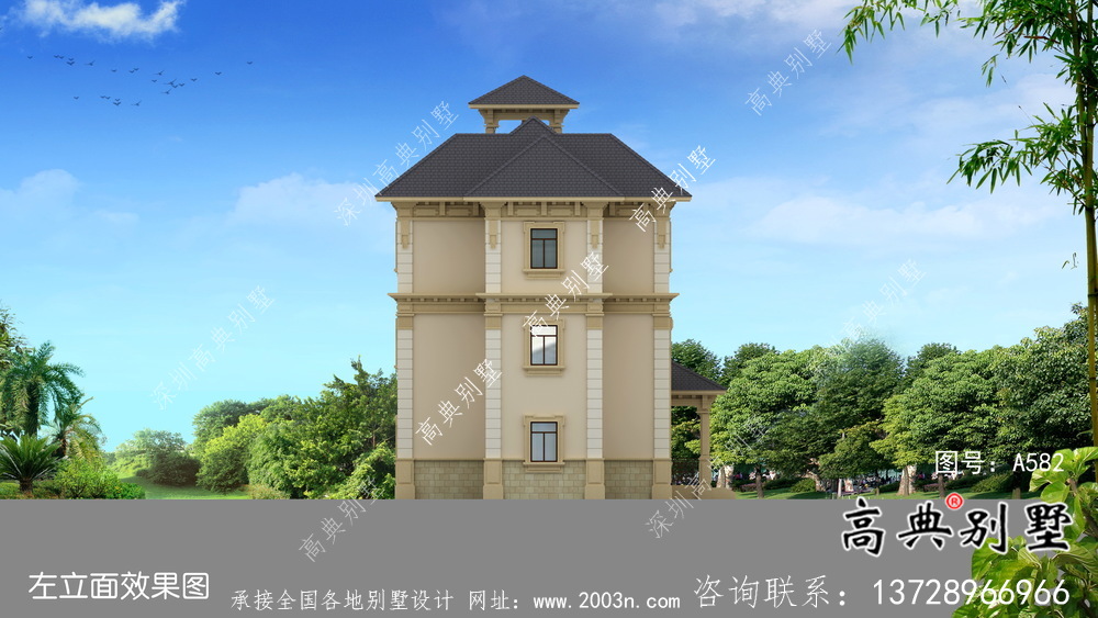 浪漫法式復式三層歐式別墅平面設計圖及效果圖