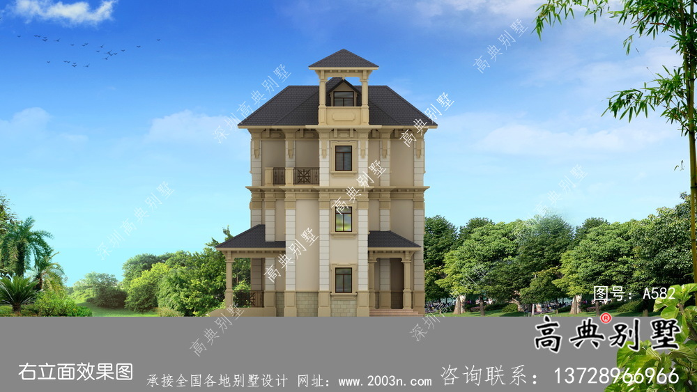 浪漫法式復式三層歐式別墅平面設計圖及效果圖