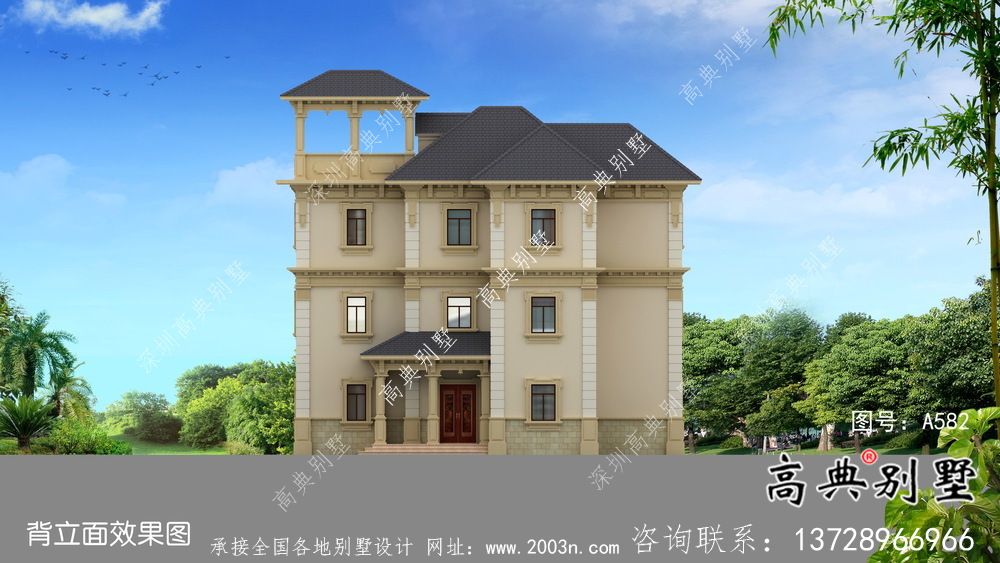 浪漫法式復式三層歐式別墅平面設計圖及效果圖