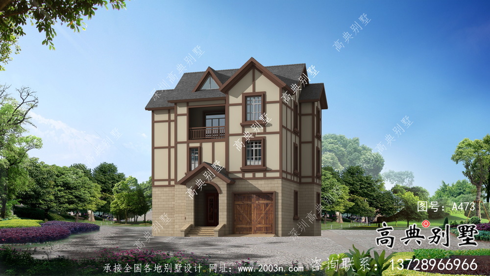 三層簡易實用農村別墅設計效果圖