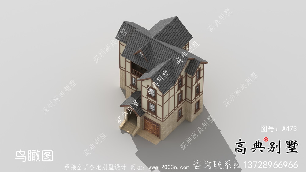 三層簡易實用農村別墅設計效果圖