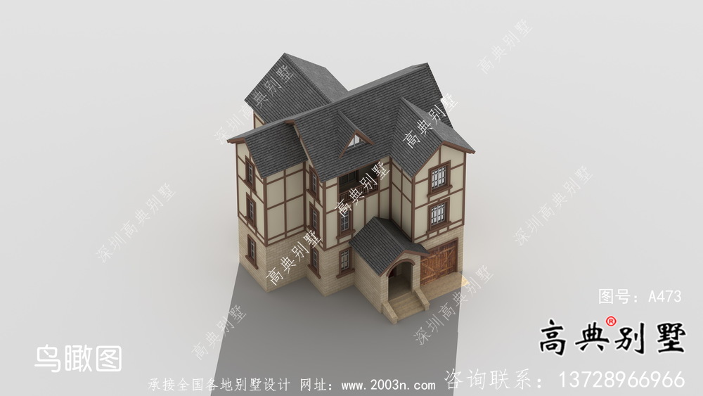 三層簡易實用農村別墅設計效果圖