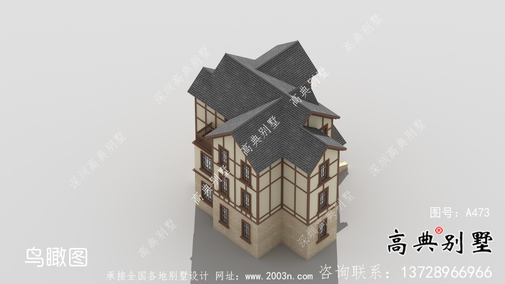 三層簡易實用農村別墅設計效果圖