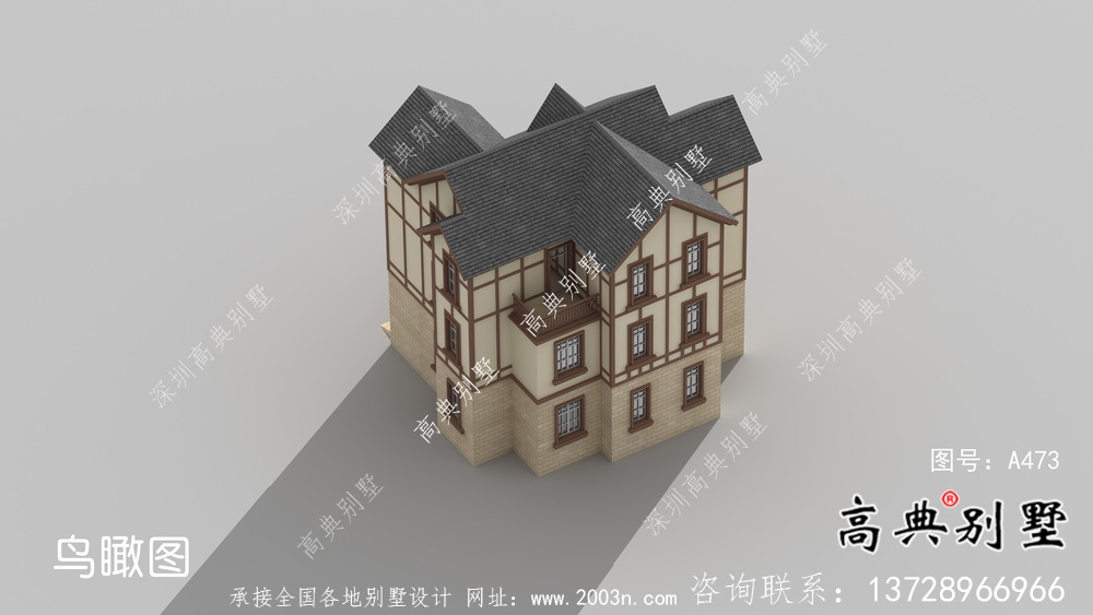 三層簡易實用農村別墅設計效果圖