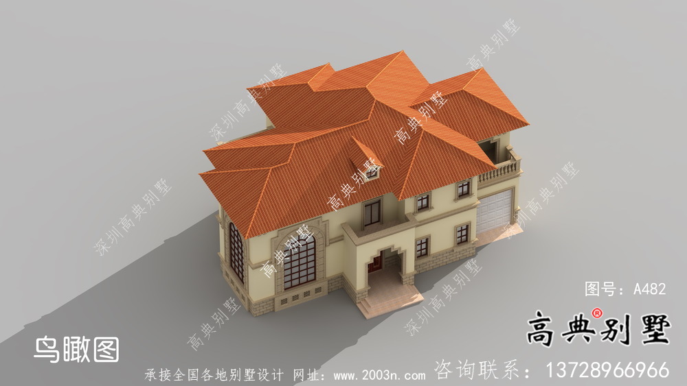 美觀實用的兩層帶車庫別墅設計圖，附有結構圖和效果圖