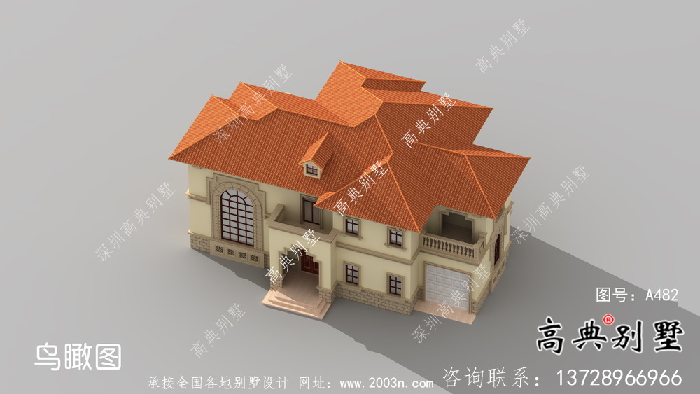 美觀實用的兩層帶車庫別墅設計圖，附有結構圖和效果圖