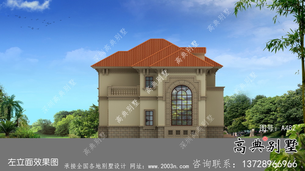 美觀實用的兩層帶車庫別墅設計圖，附有結構圖和效果圖