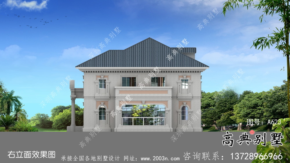 復式華麗二層歐式別墅平面設計圖紙