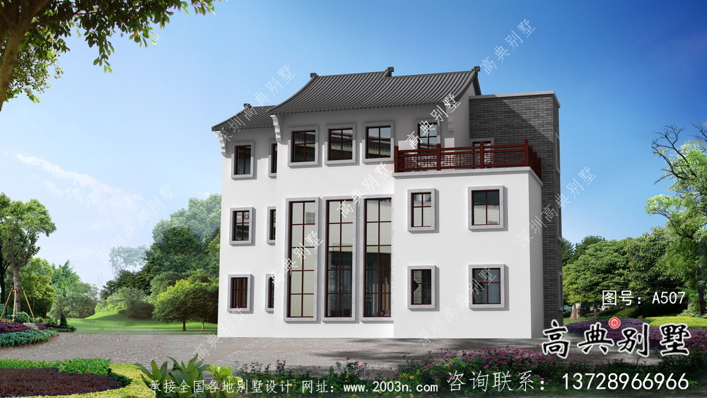 新中式簡約優雅三層別墅設計+結構圖