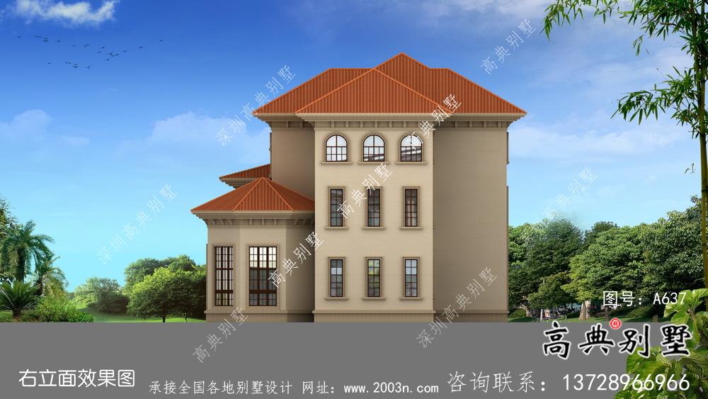 三層別墅歐式獨特設計圖紙及效果圖