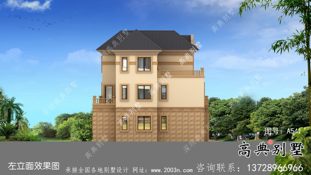 文雅整潔的新農村三層別墅建筑圖+結構圖