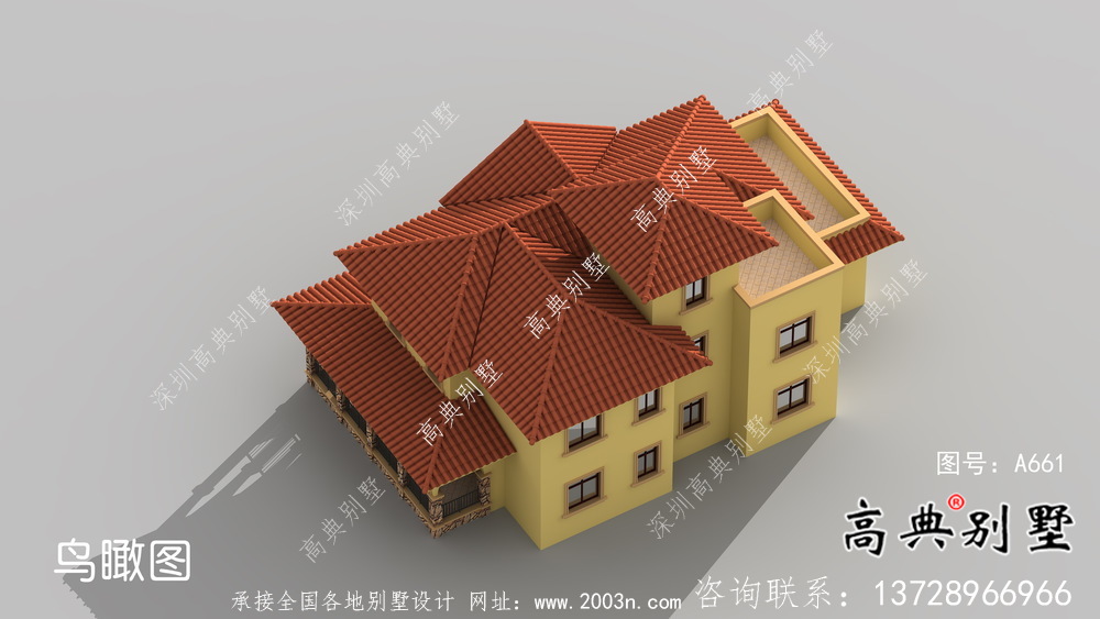 地中海風格三層歐式別墅外觀設計圖