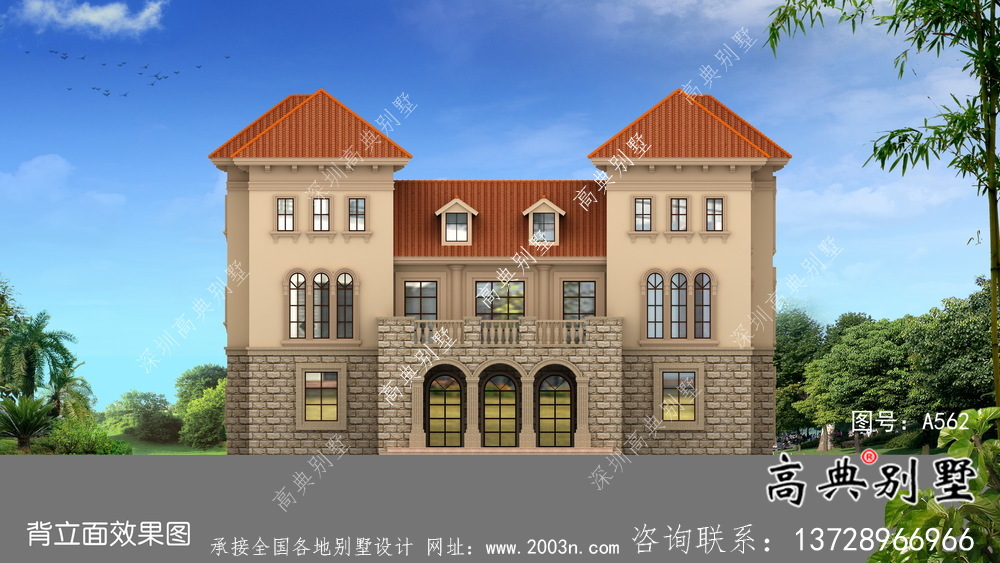 豪華框架結(jié)構(gòu)三層歐式風(fēng)格別墅設(shè)計(jì)