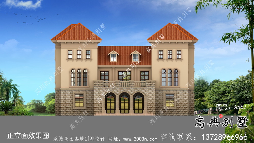 豪華框架結(jié)構(gòu)三層歐式風(fēng)格別墅設(shè)計(jì)