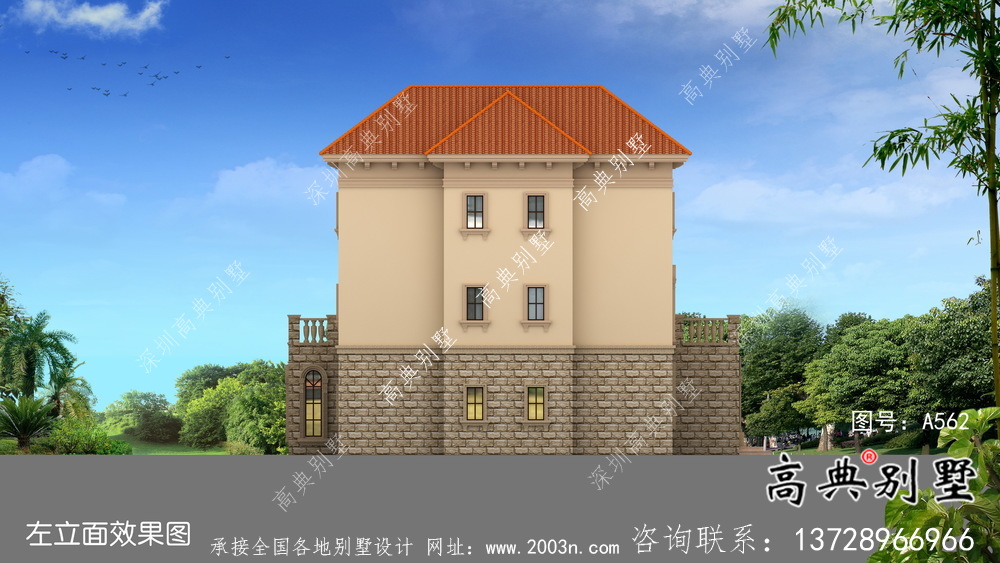 豪華框架結(jié)構(gòu)三層歐式風(fēng)格別墅設(shè)計(jì)