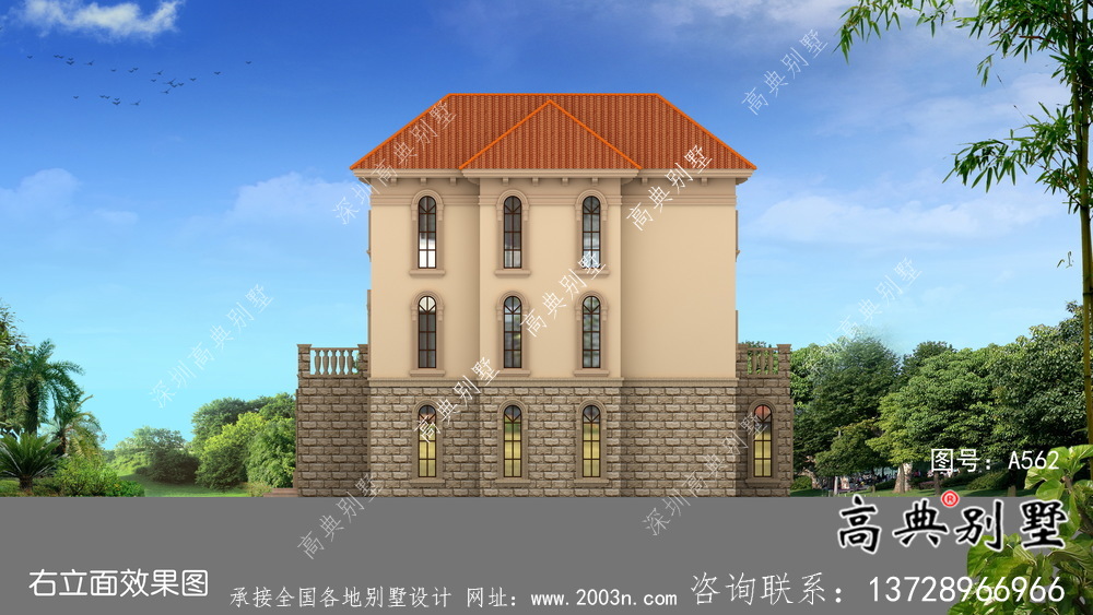 豪華框架結(jié)構(gòu)三層歐式風(fēng)格別墅設(shè)計(jì)