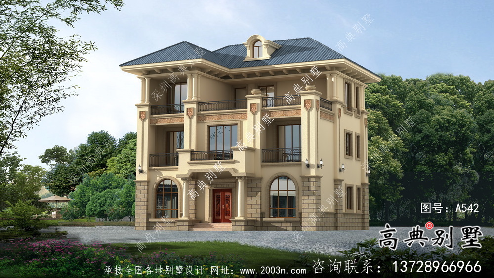 大方得體的農村三層別墅建筑圖+結構圖